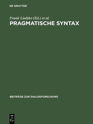 cover image of Pragmatische Syntax